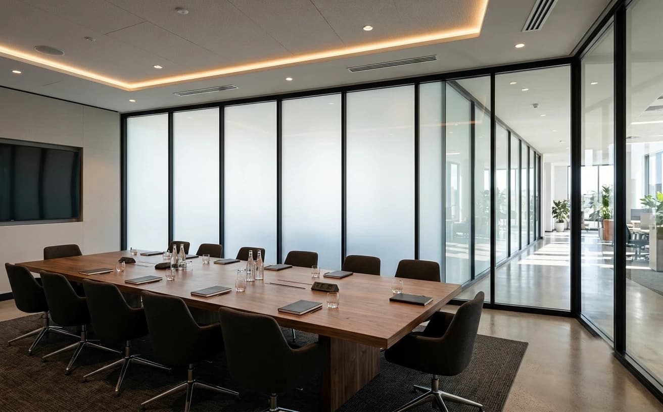 Conference glazing — Boardroom partition, switchable end to end